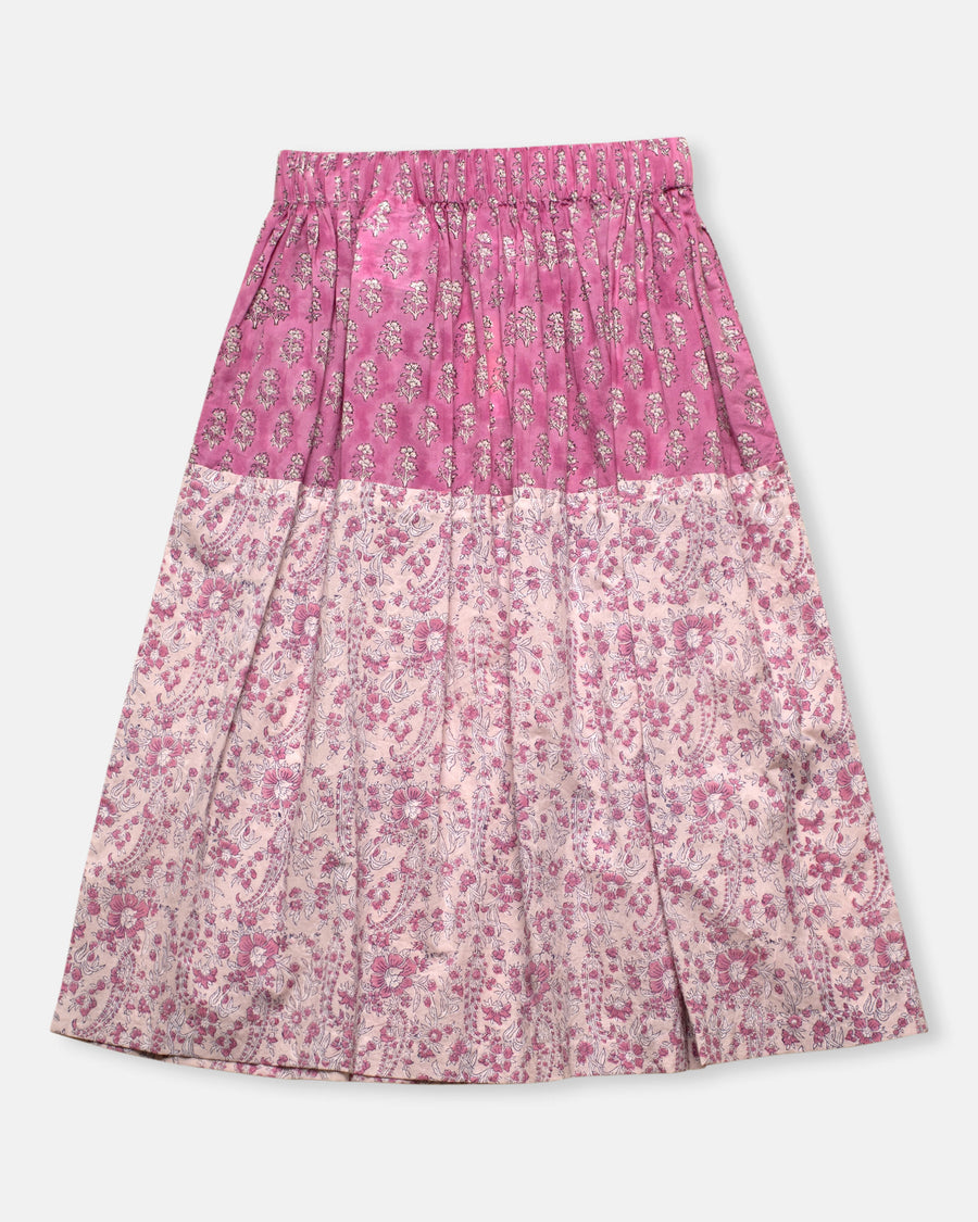 tiered block print skirt