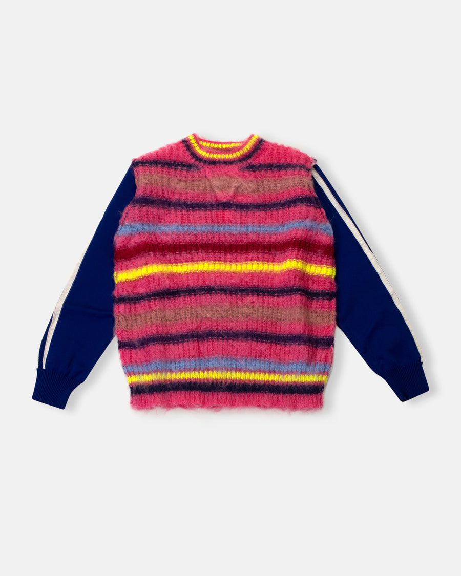 striped sweater with track sleeves