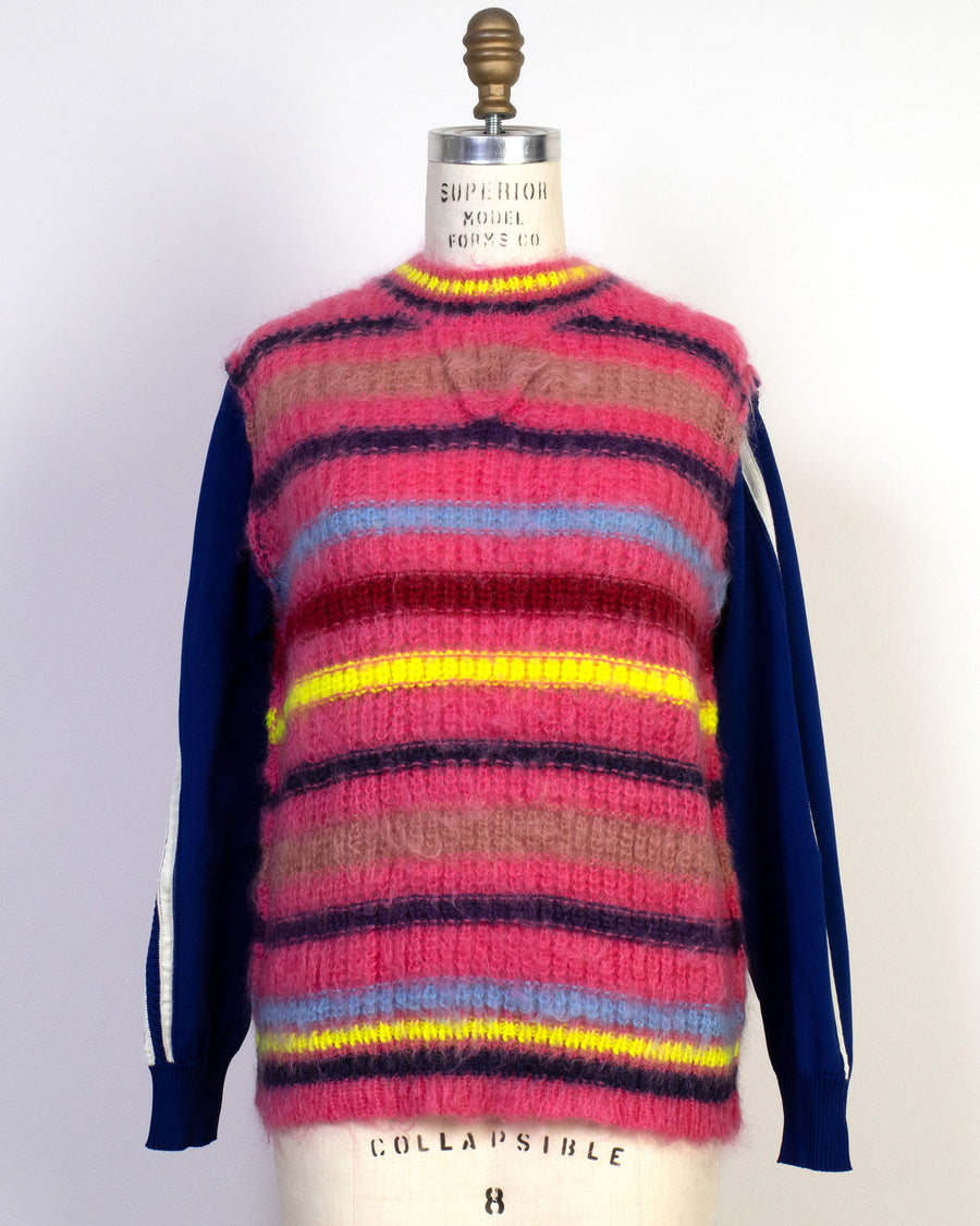 striped sweater with track sleeves