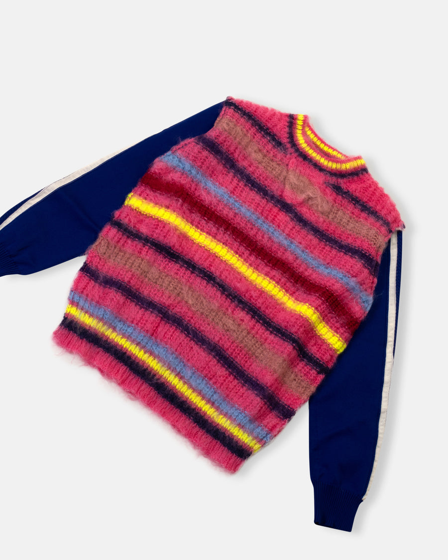 striped sweater with track sleeves