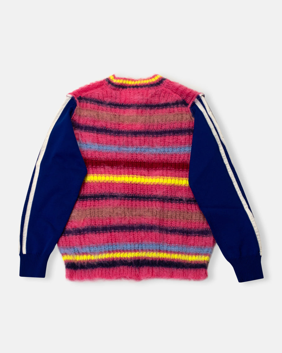 striped sweater with track sleeves