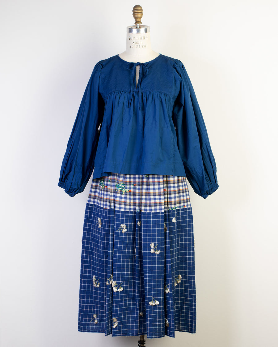 embroidered check pattern skirt