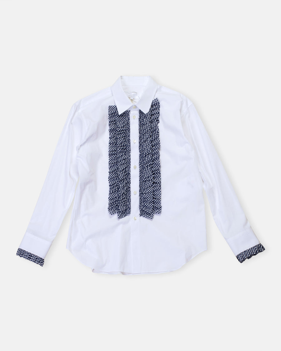 gingham tuxedo ruffled shirt