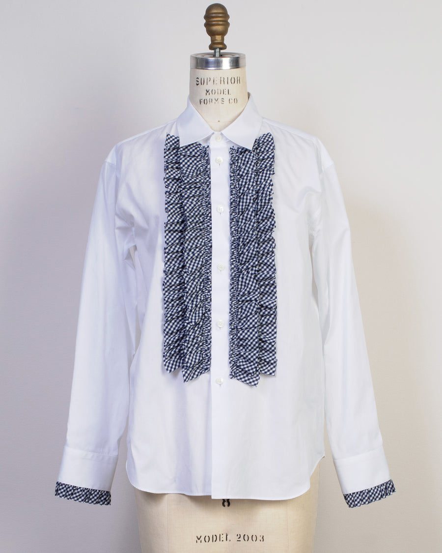 gingham tuxedo ruffled shirt