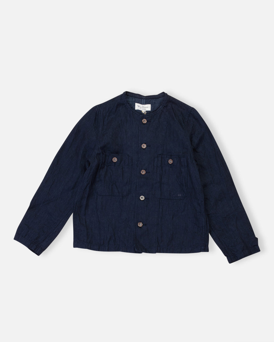 collarless twill jacket