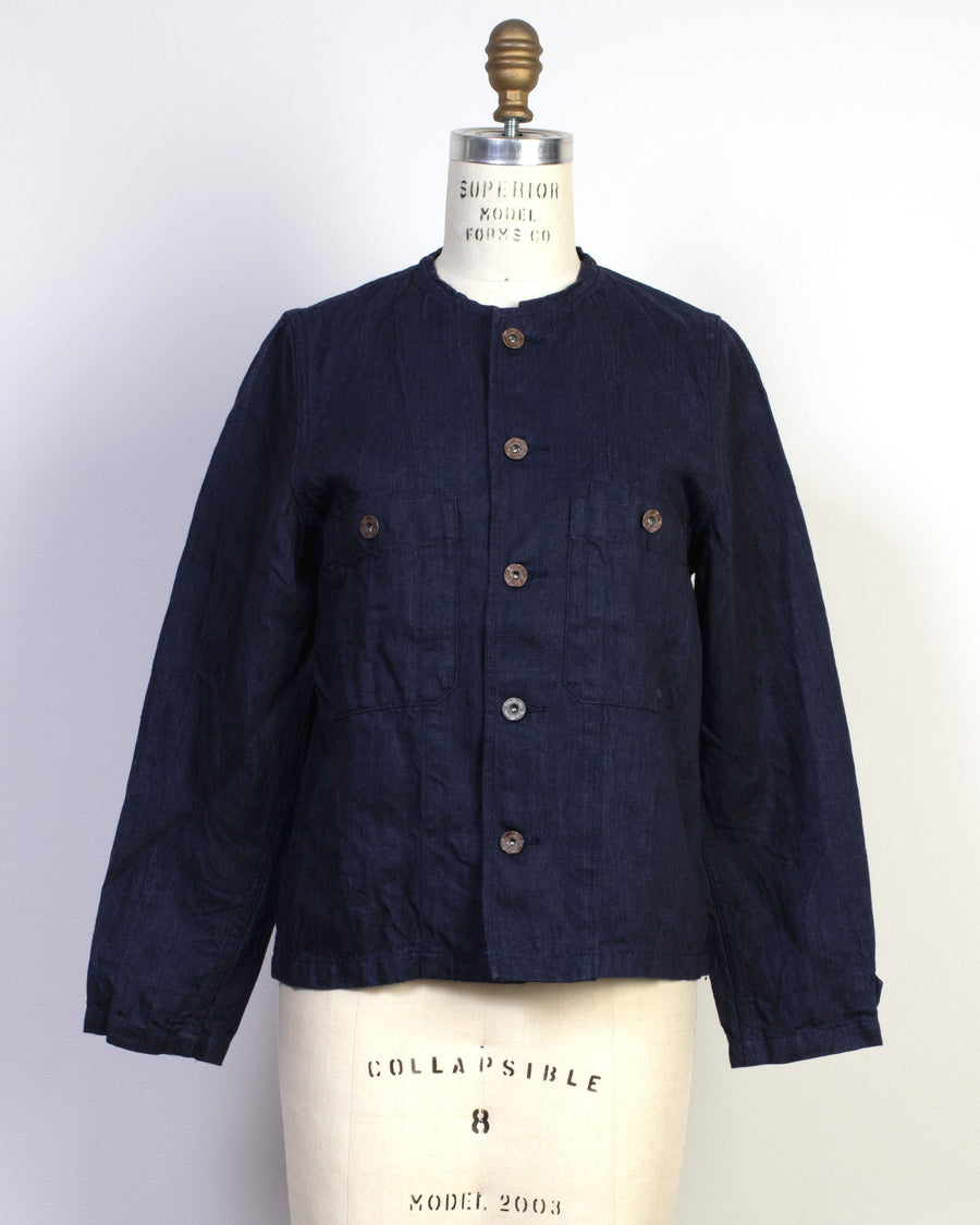 collarless twill jacket