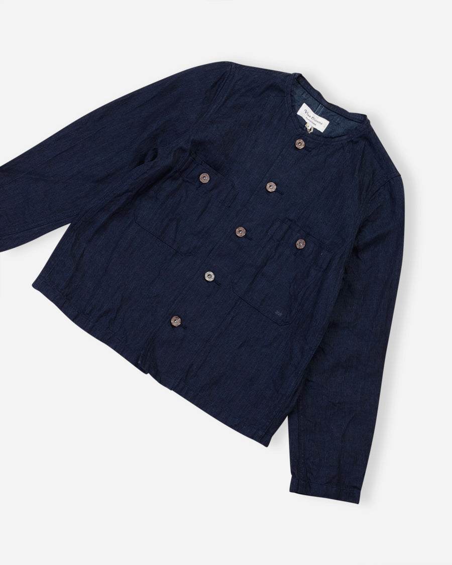 collarless twill jacket