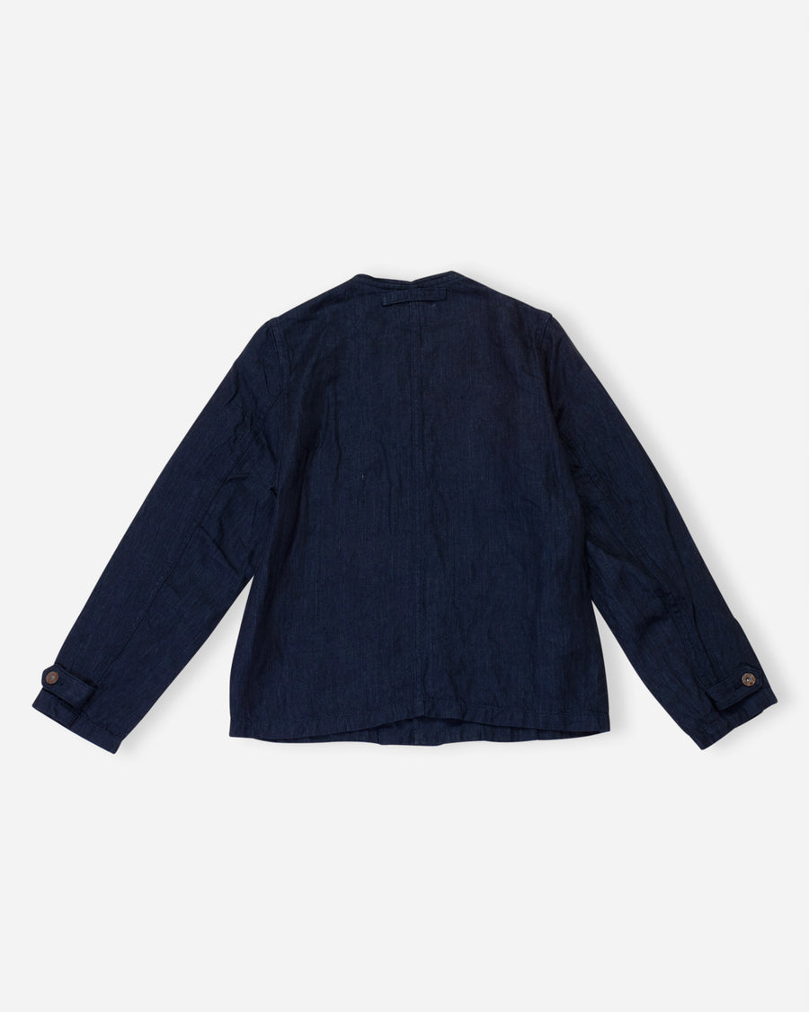 collarless twill jacket