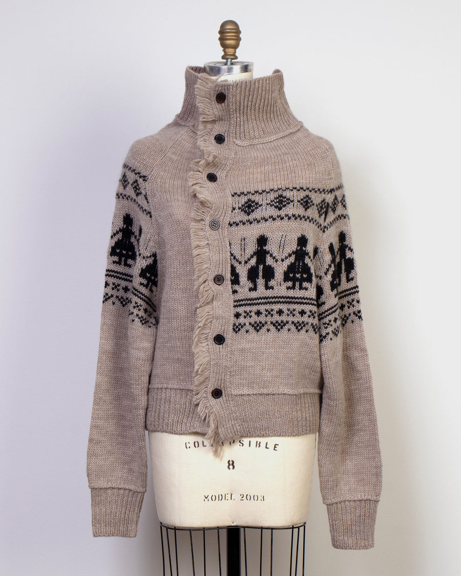 fair isle fringe cardigan