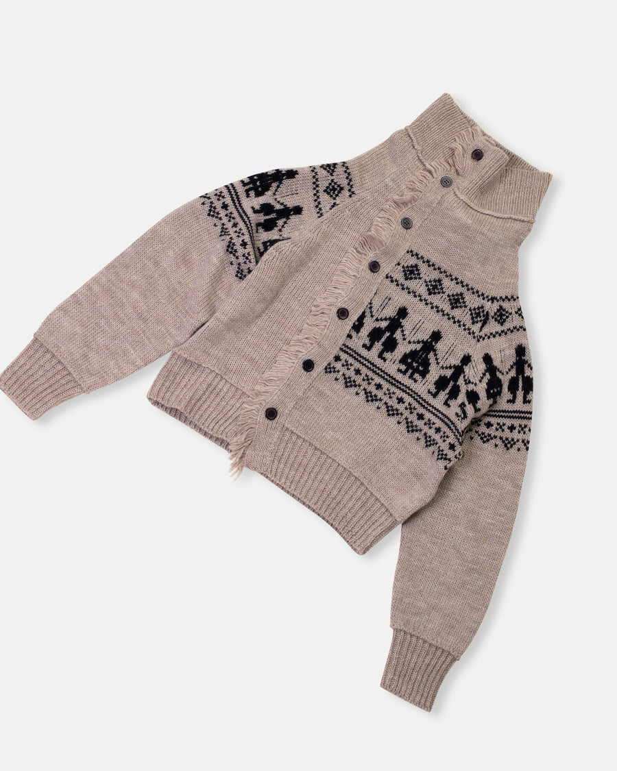 fair isle fringe cardigan