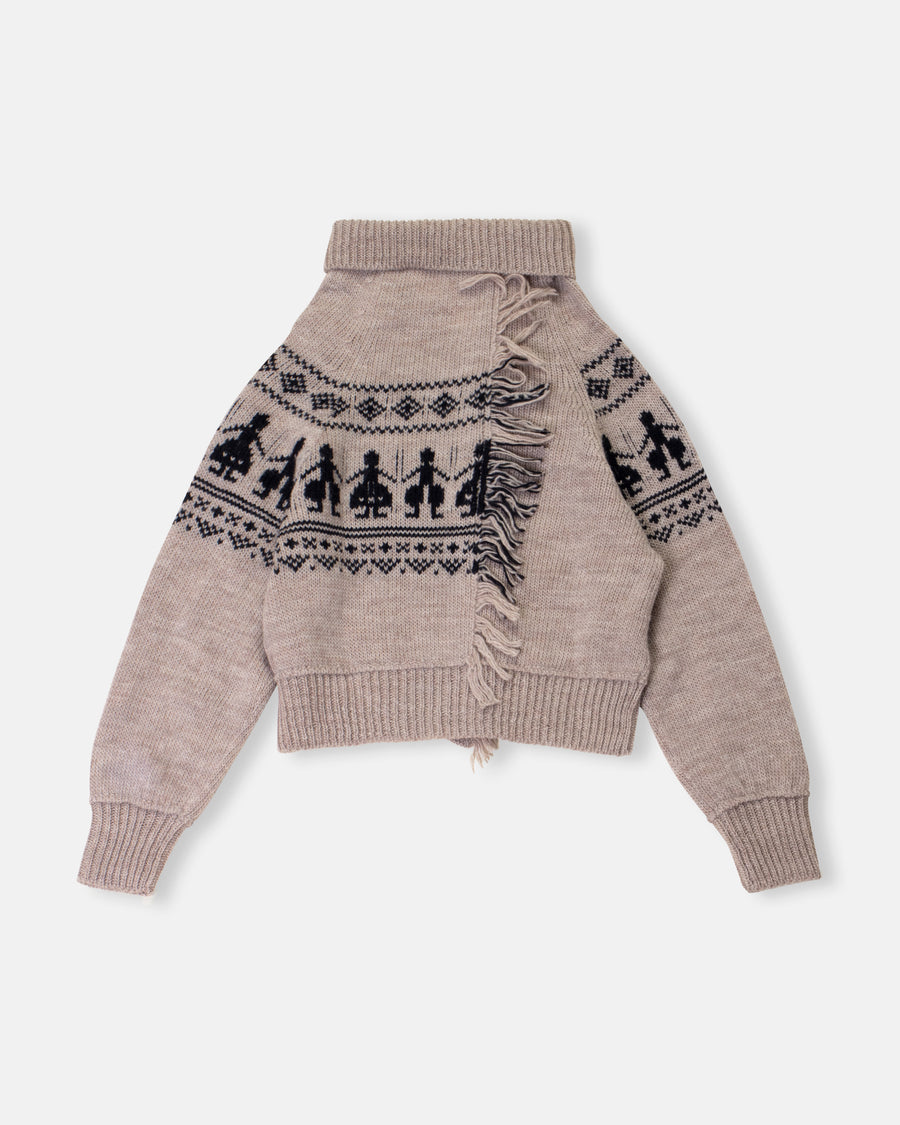 fair isle fringe cardigan