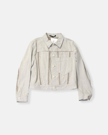 cut off paneled denim jacket