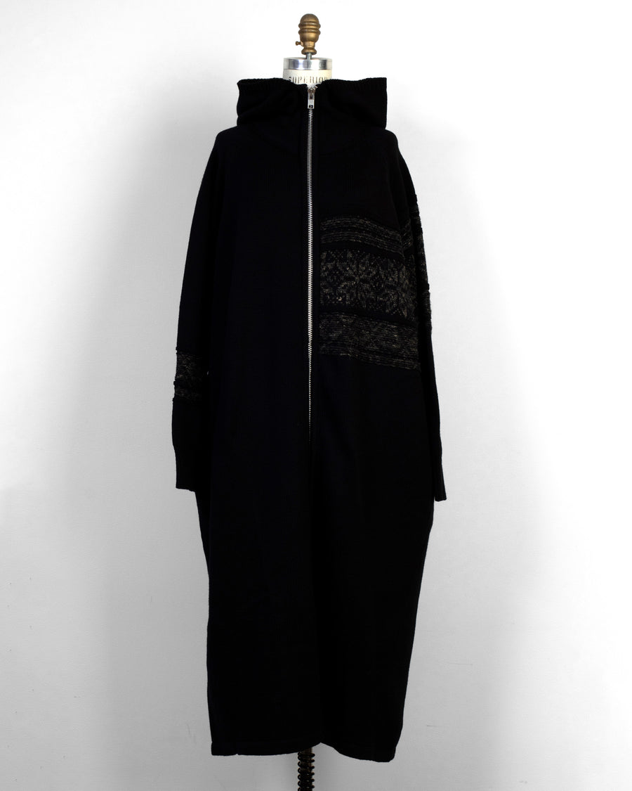 snow hooded long cardigan