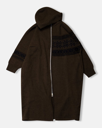 snow hooded long cardigan