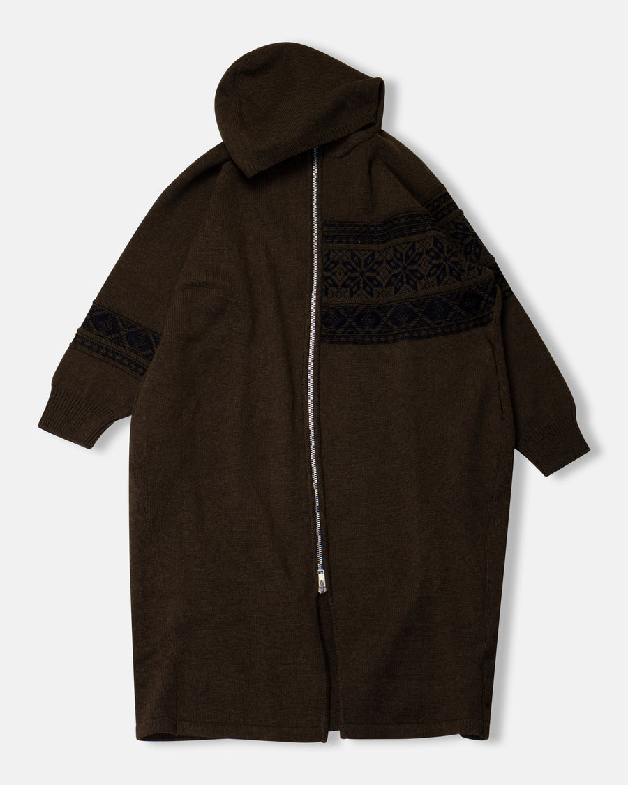 snow hooded long cardigan
