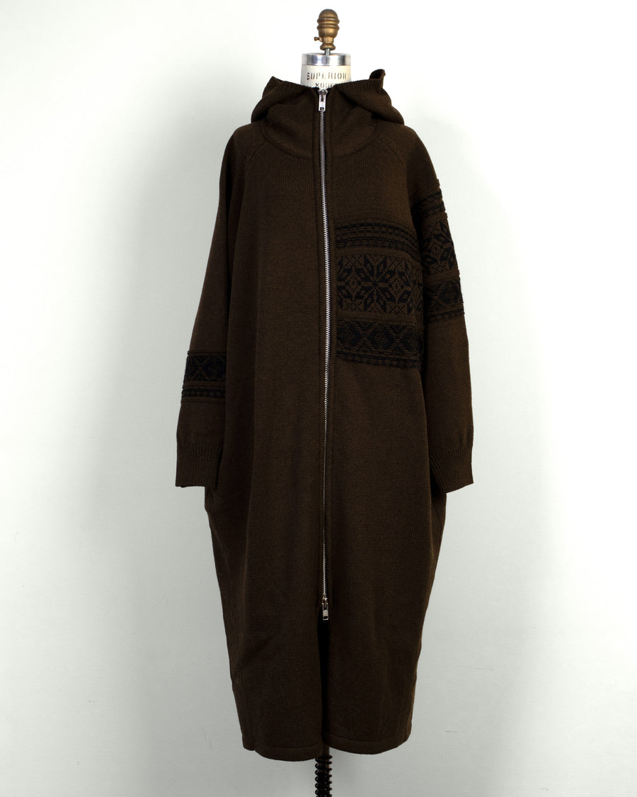 snow hooded long cardigan