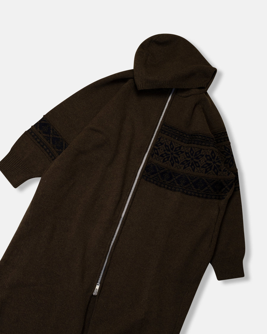snow hooded long cardigan