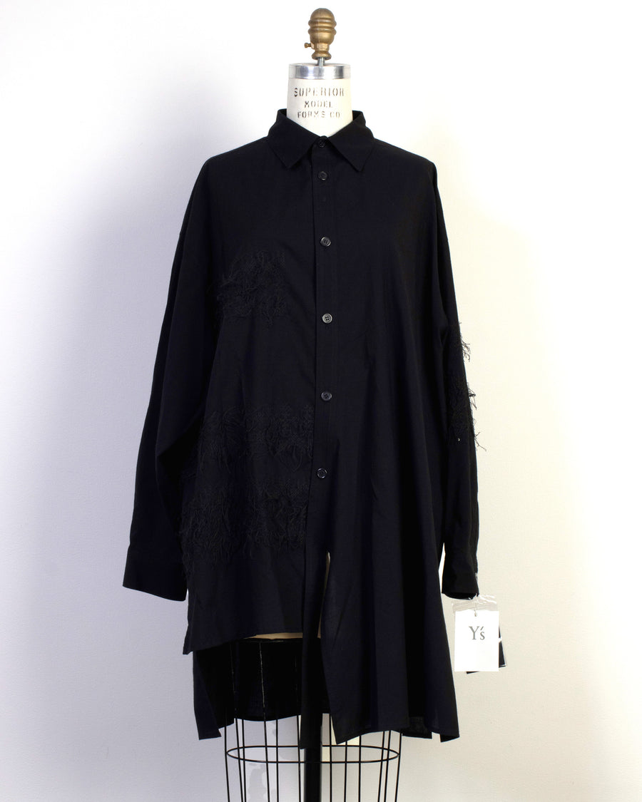 snow wash uneven hem shirt