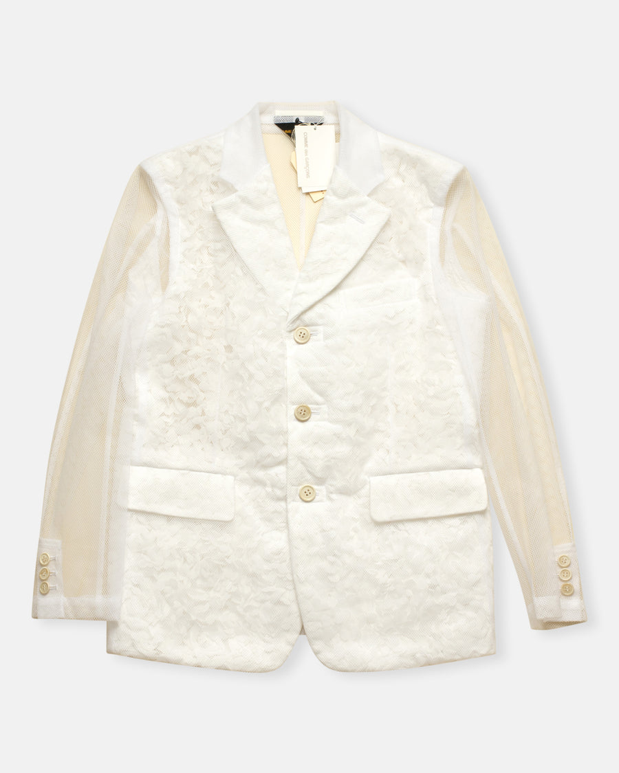 tulle and flower layered blazer