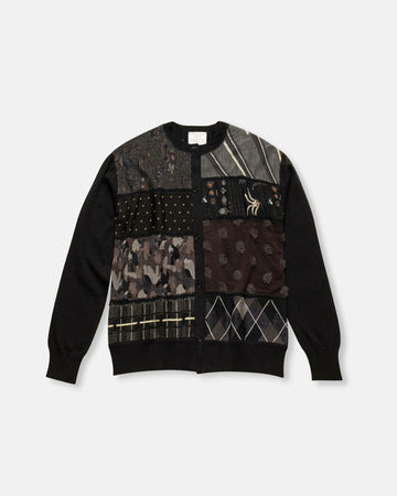 sock knit patchwork cardigan
