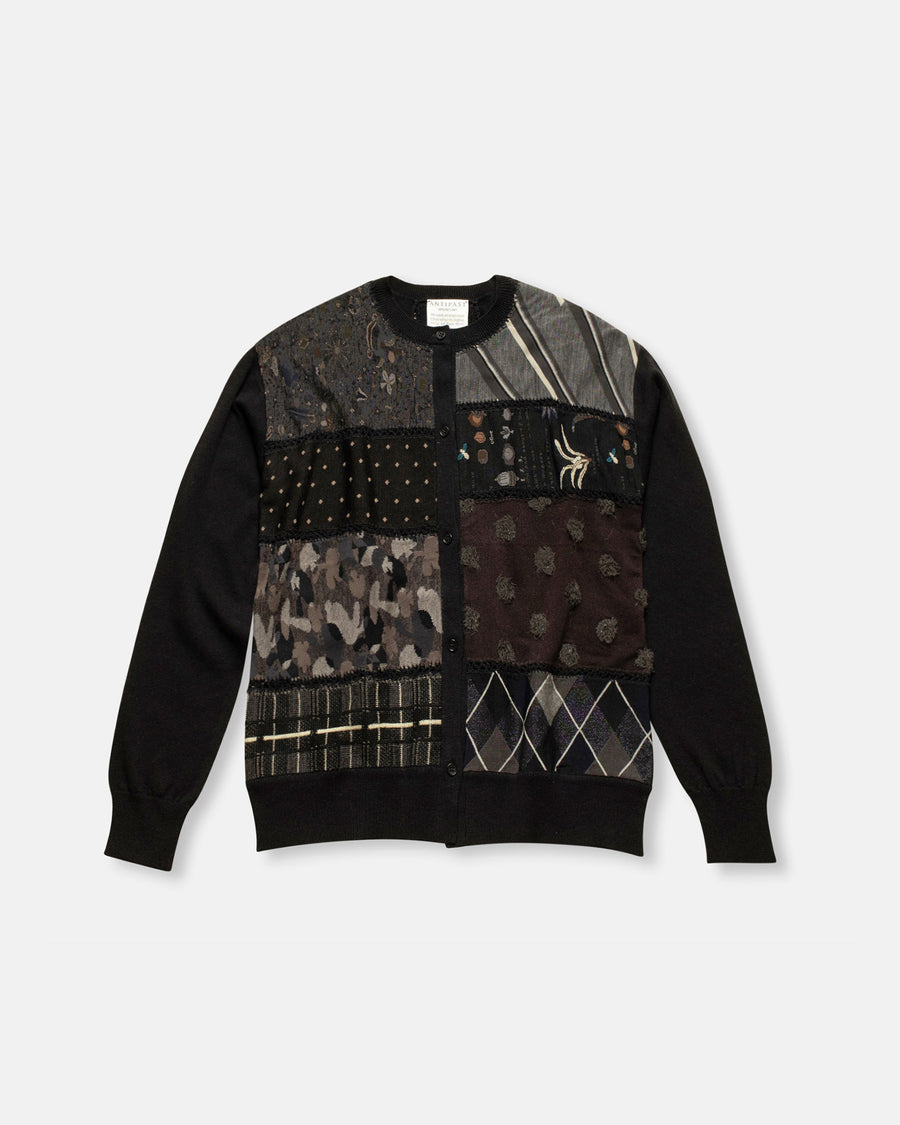 sock knit patchwork cardigan