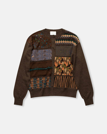 sock knit patchwork cardigan