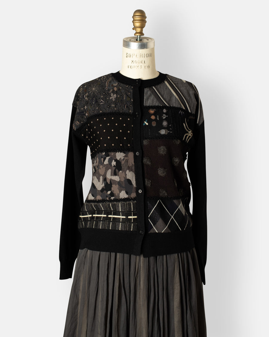 sock knit patchwork cardigan