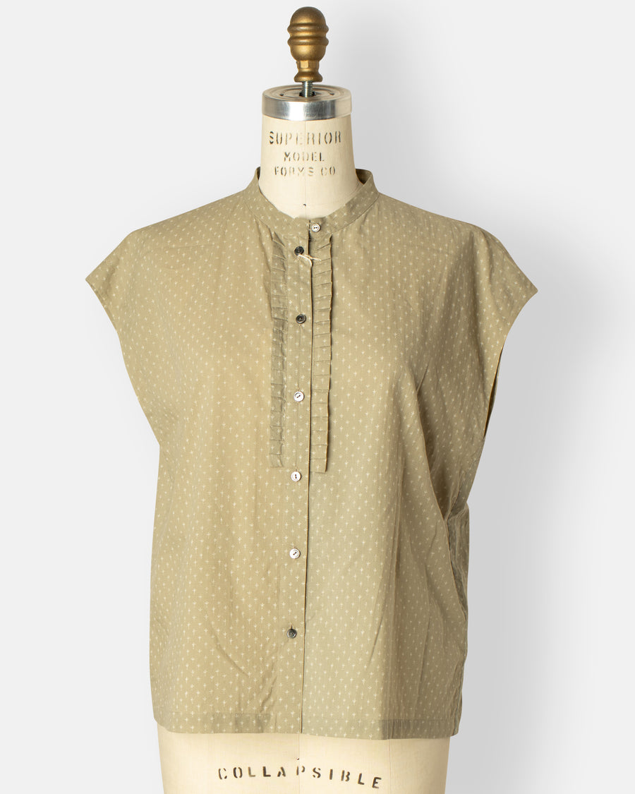 tuck tape front blouse