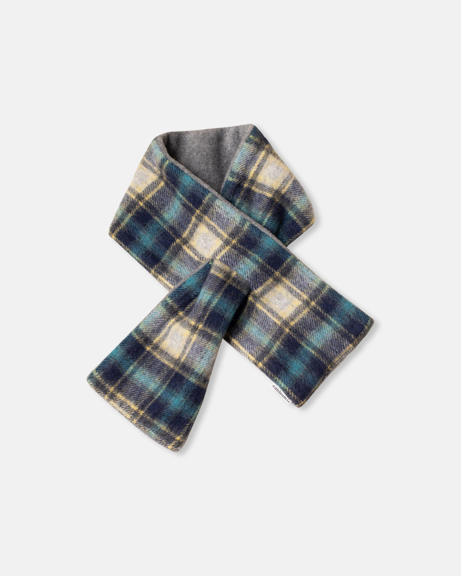 70's wool shaggy check scarf