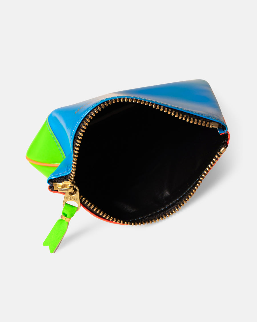 super fluo leather line zip top pouch