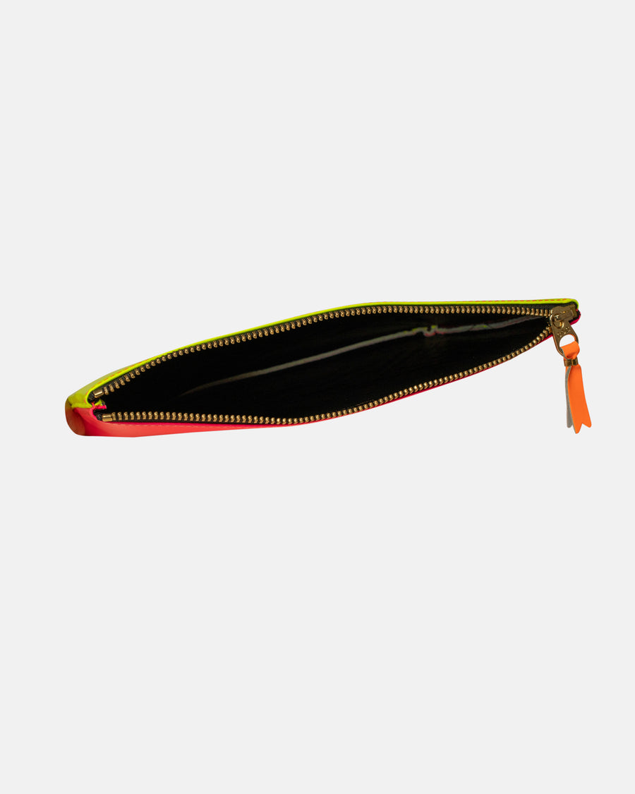 super fluo leather line zip top pouch