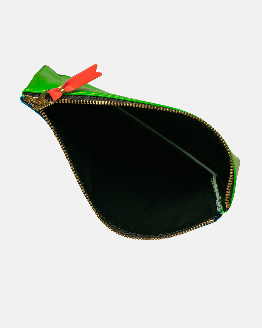super fluo leather line zip top pouch