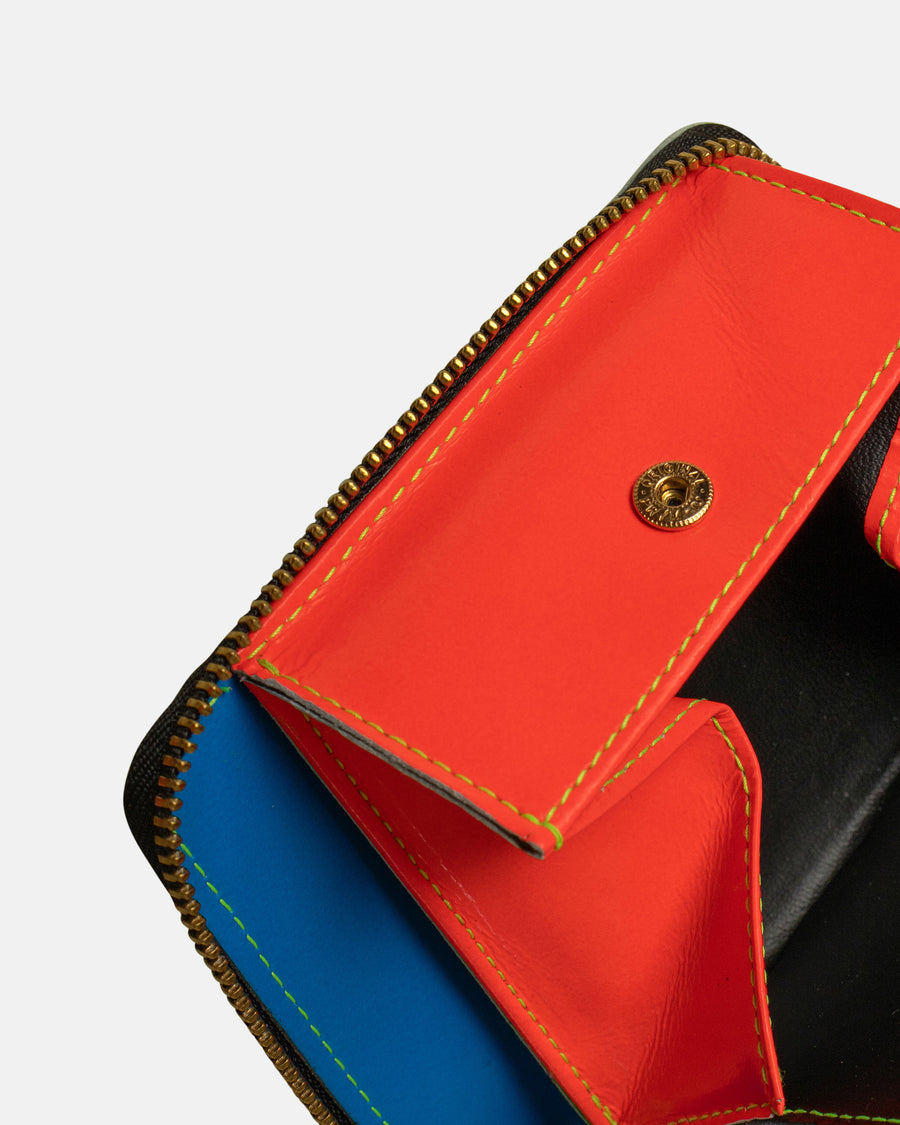 super fluo zip around leather line wallet