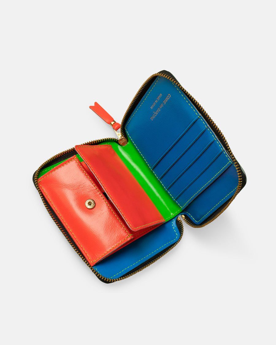 super fluo zip around leather line wallet