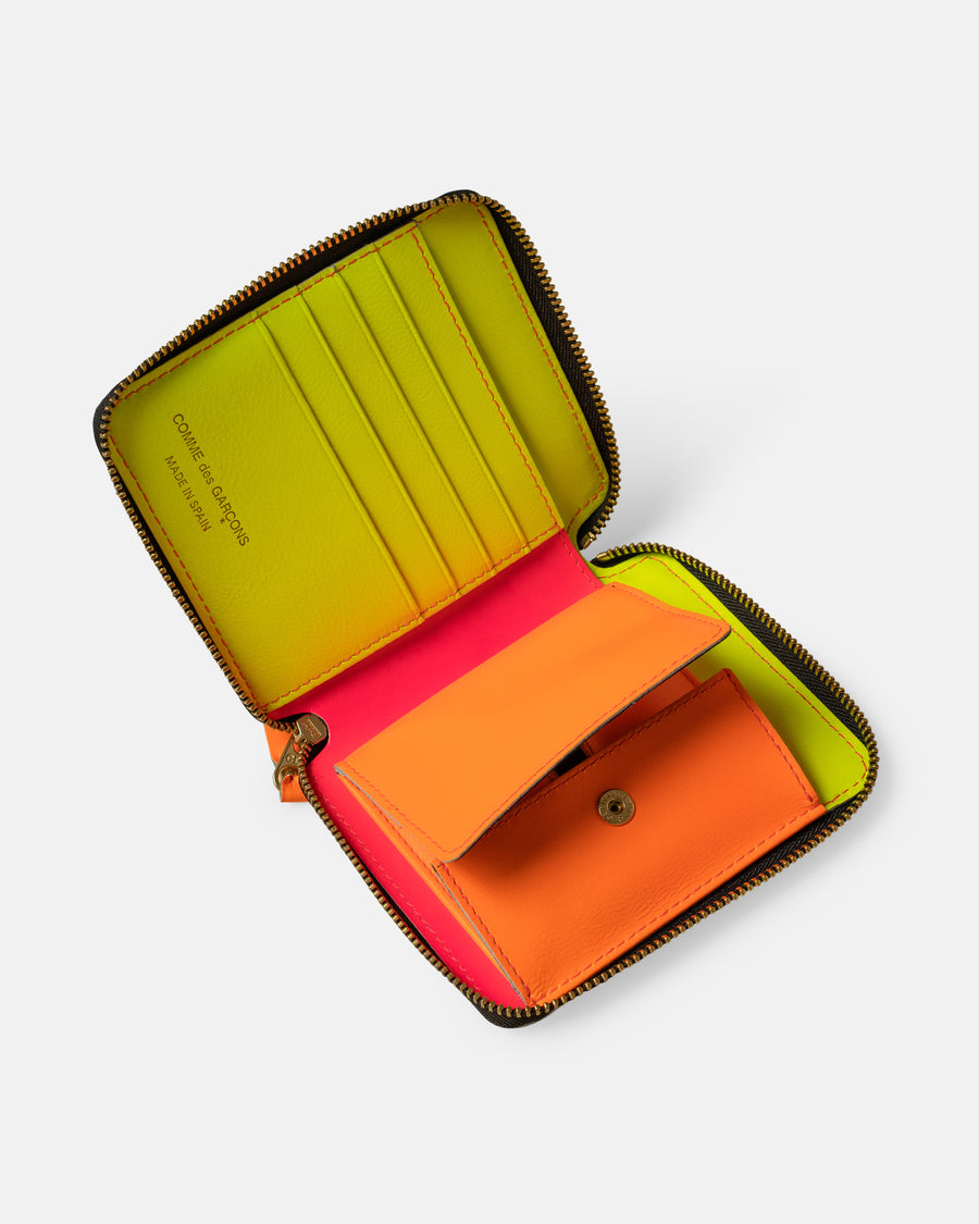 super fluo zip around leather line wallet