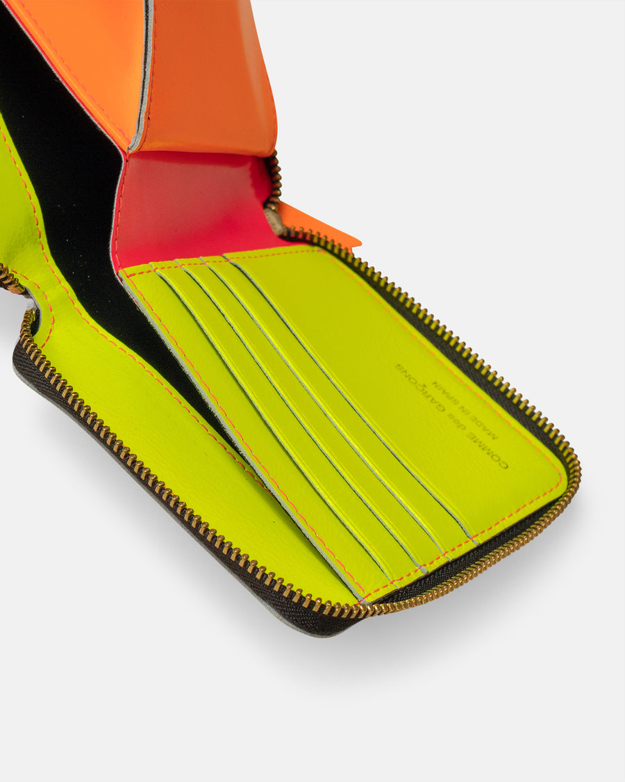 super fluo zip around leather line wallet