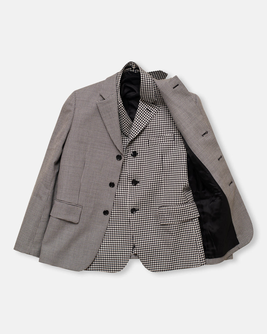 houndstooth check double layer blazer
