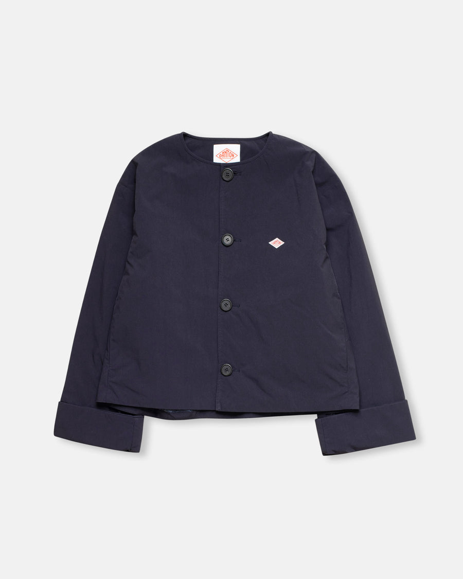 insulated collarless jacket