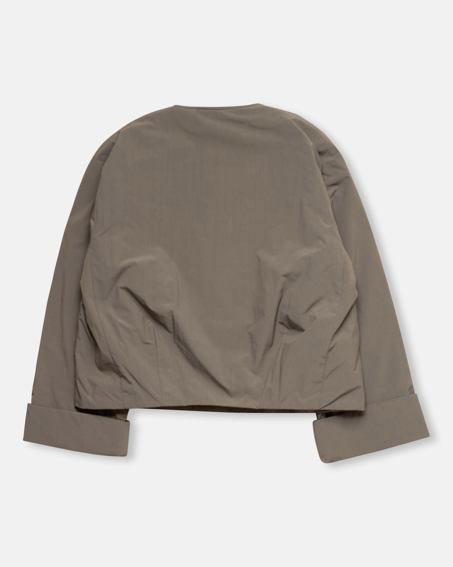 insulated collarless jacket