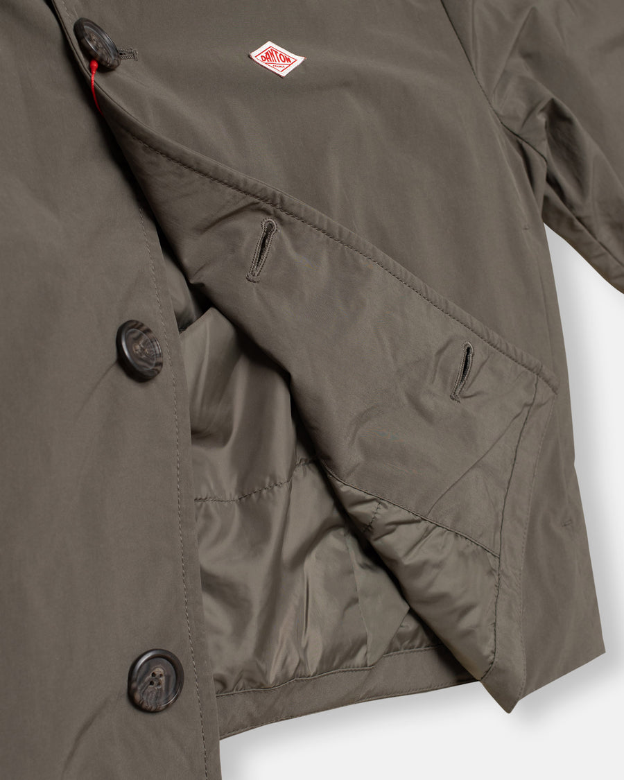 insulated collarless jacket