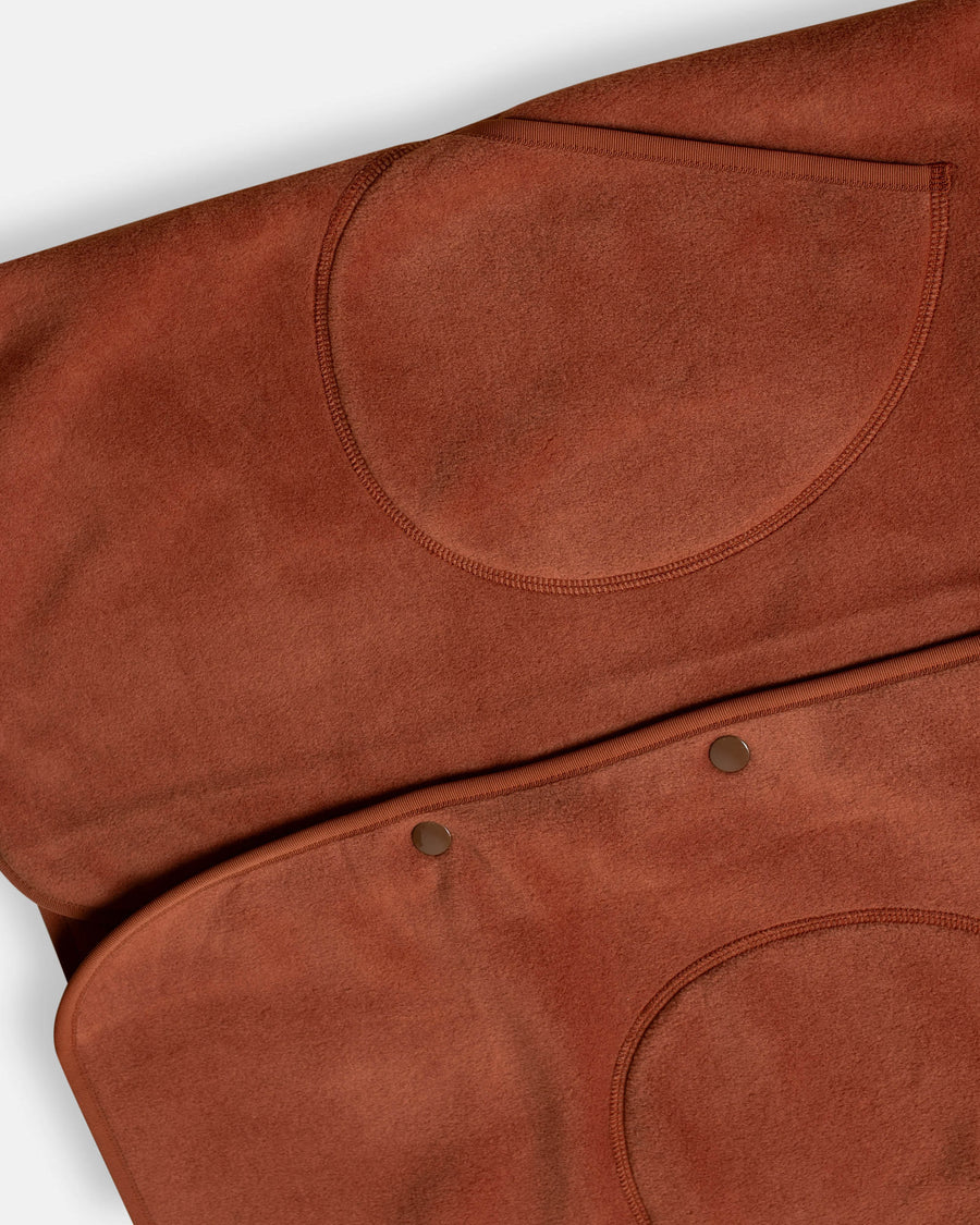 fleece collarless coat dark orange