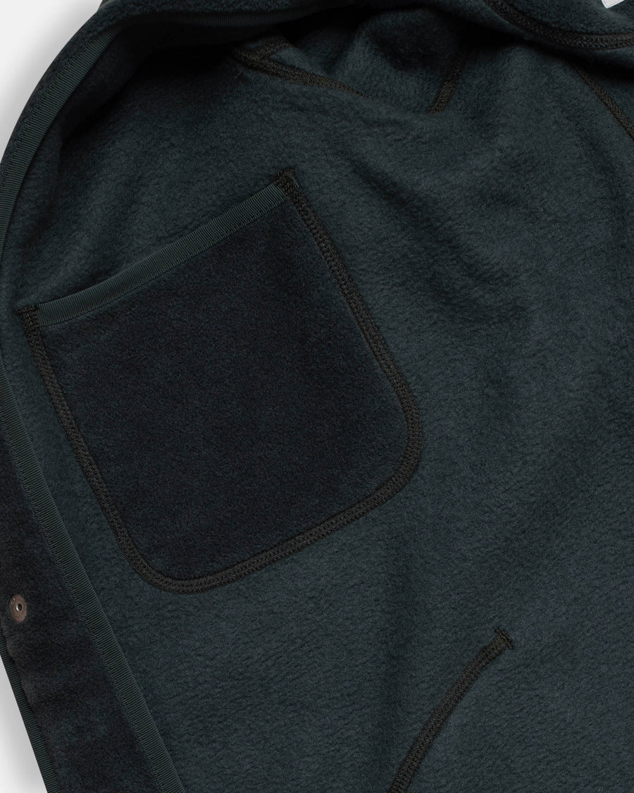 fleece collarless coat green