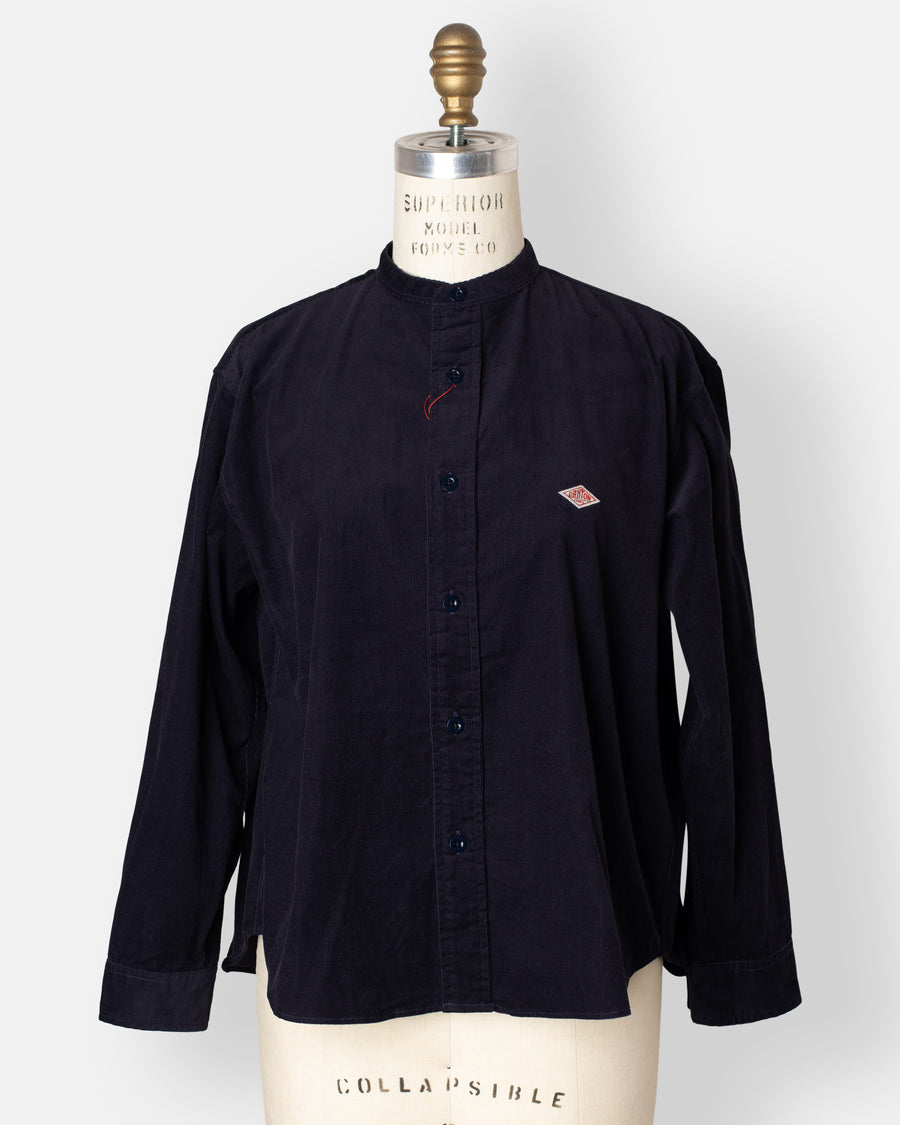 corduroy band collar shirt