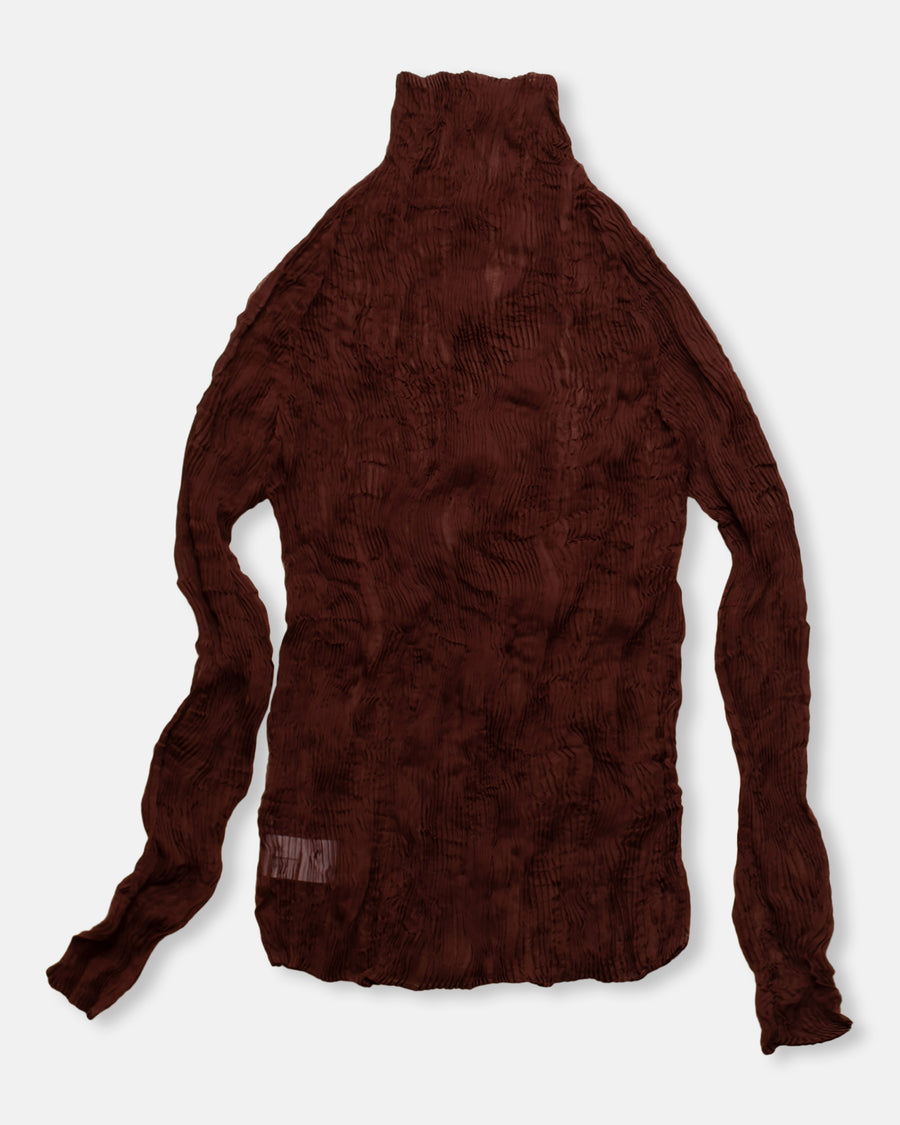 chiffon twist mock neck
