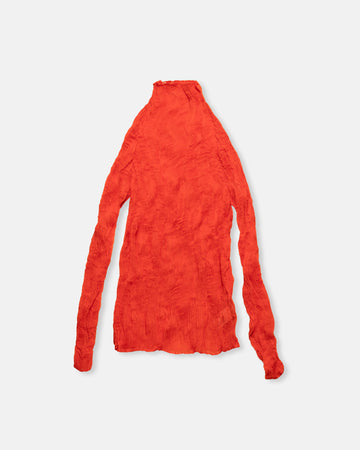 chiffon twist mock neck