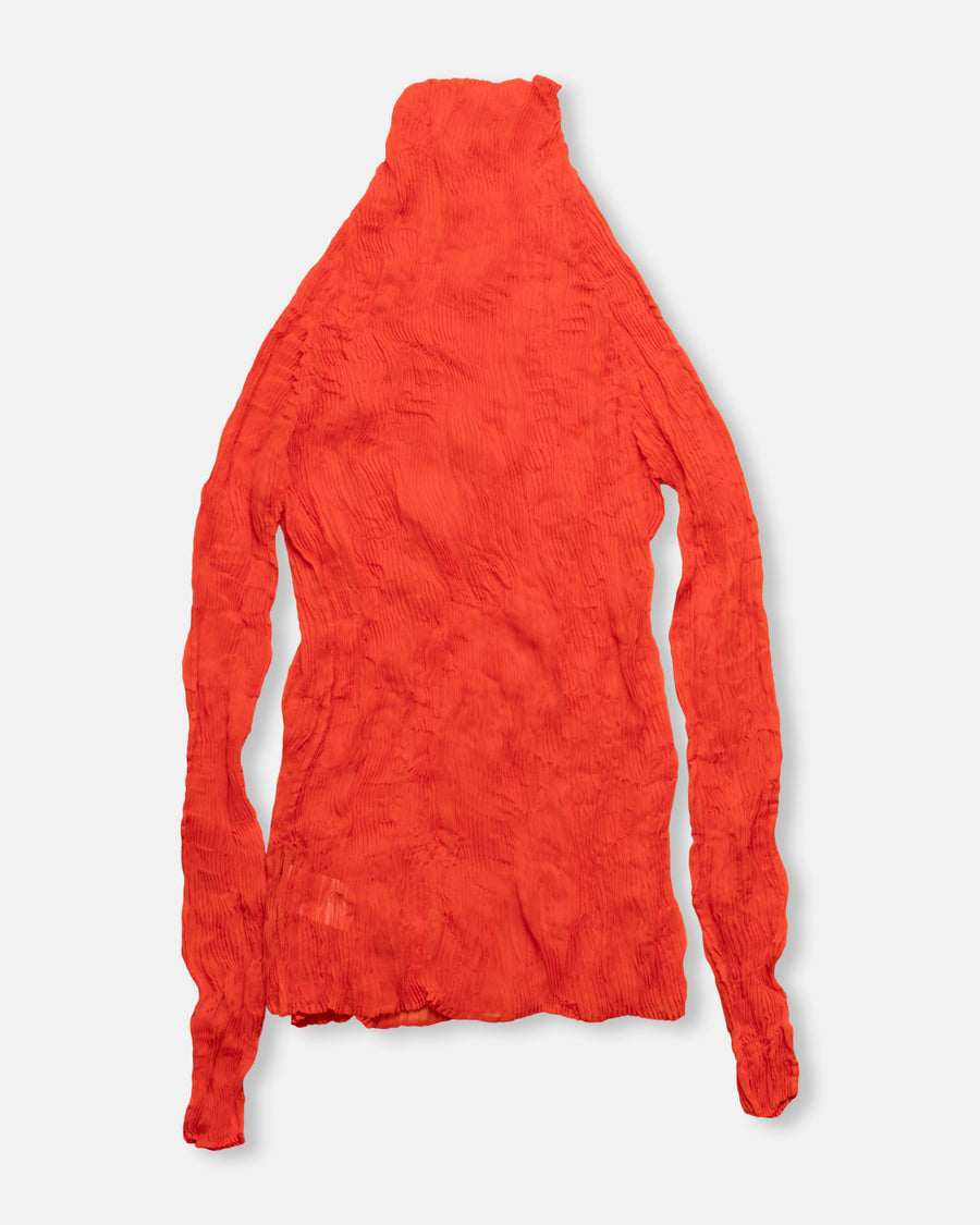 chiffon twist mock neck