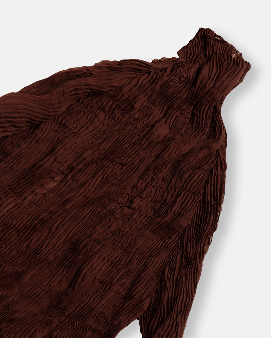 chiffon twist mock neck
