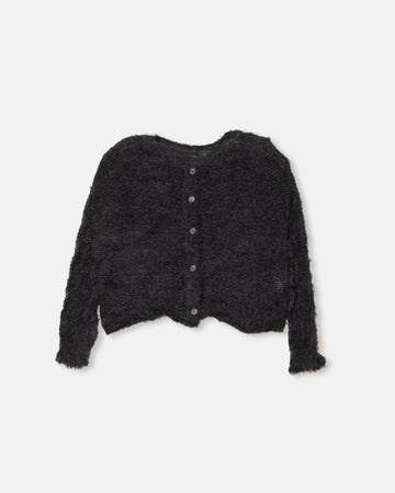 shifted fuzzy pleats cardigan