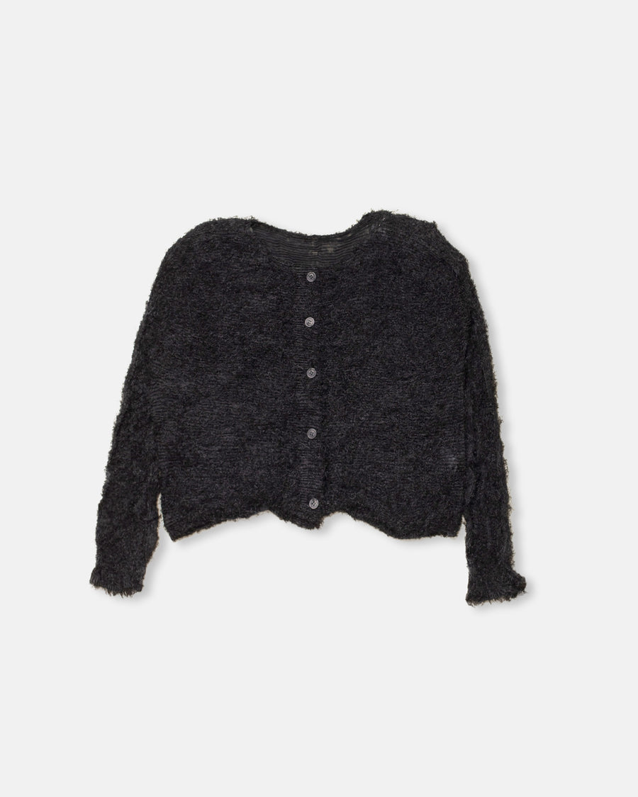 shifted fuzzy pleats cardigan