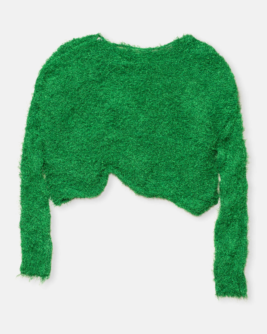 shifted fuzzy pleats cardigan